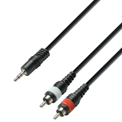 ADAM HALL Cable d'àudio de Minijack 3,5 mm estèreo a 2 RCA mascle, 6 m K3YWCC0600